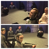INTERIOR: DEATH STAR -- CONFERENCE ROOM. Eight high-ranking Imperial Officers sit around a black conference table debating. TAGGE: "Until this battle station is fully operational we are vulnerable. The Rebel Alliance is too well equipped. They're more dangerous than you realize." MOTTI: "Dangerous to your starfleet, Commander, not to this battle station!" #starwars #anhwt #starwarstoycrew #jbscrew #blackdeathcrew #starwarstoypix #starwarstoyfigs #toyshelf